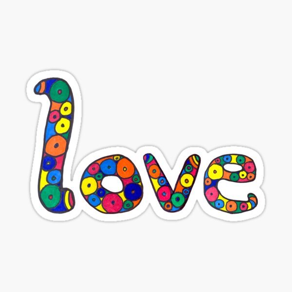 word "love" in colorful circles Sticker