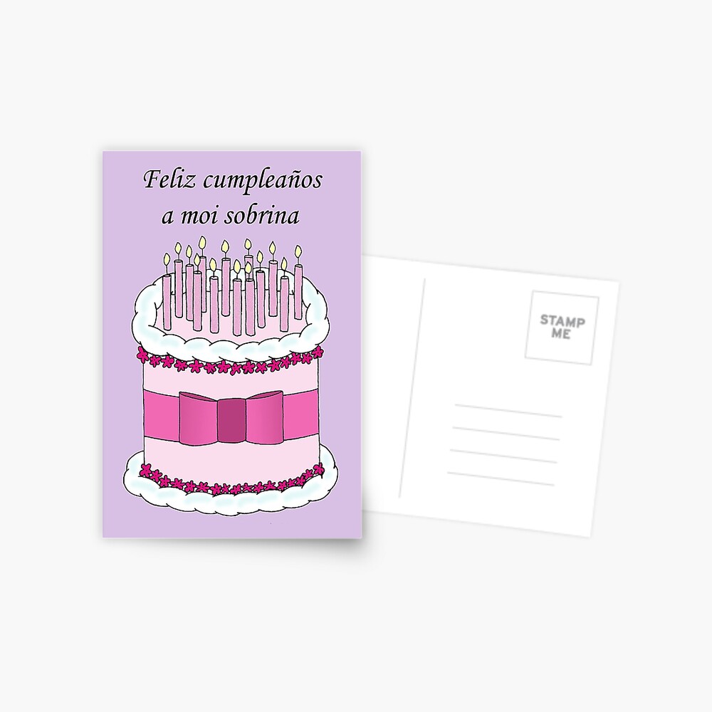 Carte De Vœux Joyeux Anniversaire Niece En Espagnol Feliz Cumpleanos Sobrina Par Katetaylor Redbubble