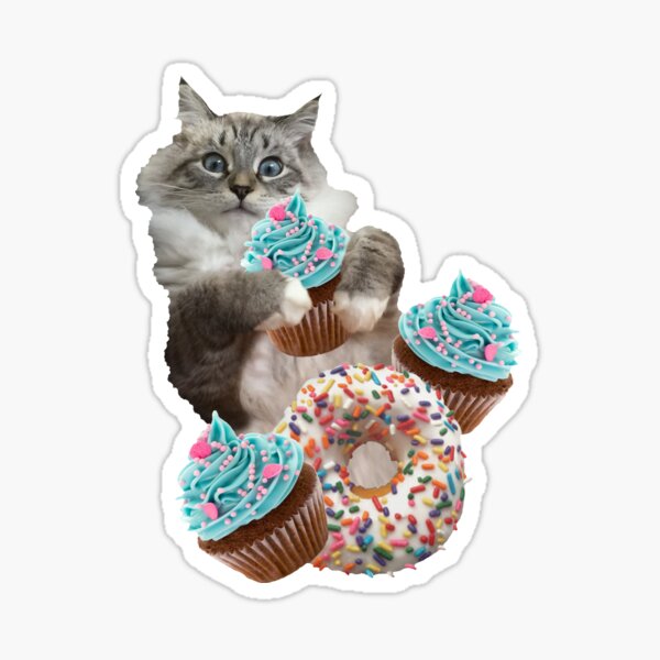 Donut Cupcake Cat Glossy Sticker