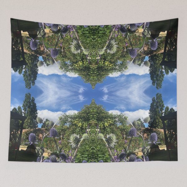 Item preview, Summertime Botanical, Sea Holly Sky Folly - Lilac to Brilliant Blue and Green designed and sold by RoseAromas.