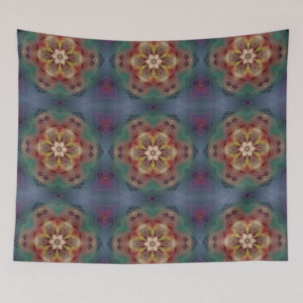 Artikelvorschau, Kaleidoscope Star Flower - Oriental Floral Red Blue Green Mandala entworfen und verkauft von gphotobox.
