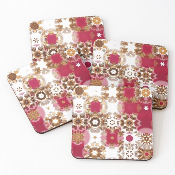 Artikelvorschau, Kaleidoscope Star Flowers - Oriental Festive Pink Gold Mandalas entworfen und verkauft von gphotobox.