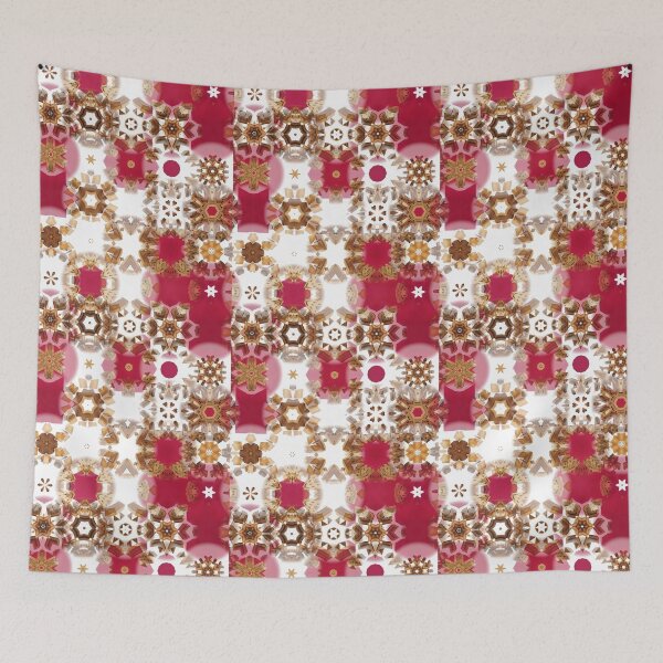 Artikelvorschau, Kaleidoscope Star Flowers - Oriental Festive Pink Gold Mandalas entworfen und verkauft von gphotobox.