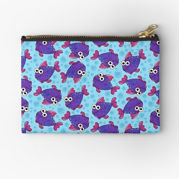 Purple Fish and Bubbles Zipper Pouch