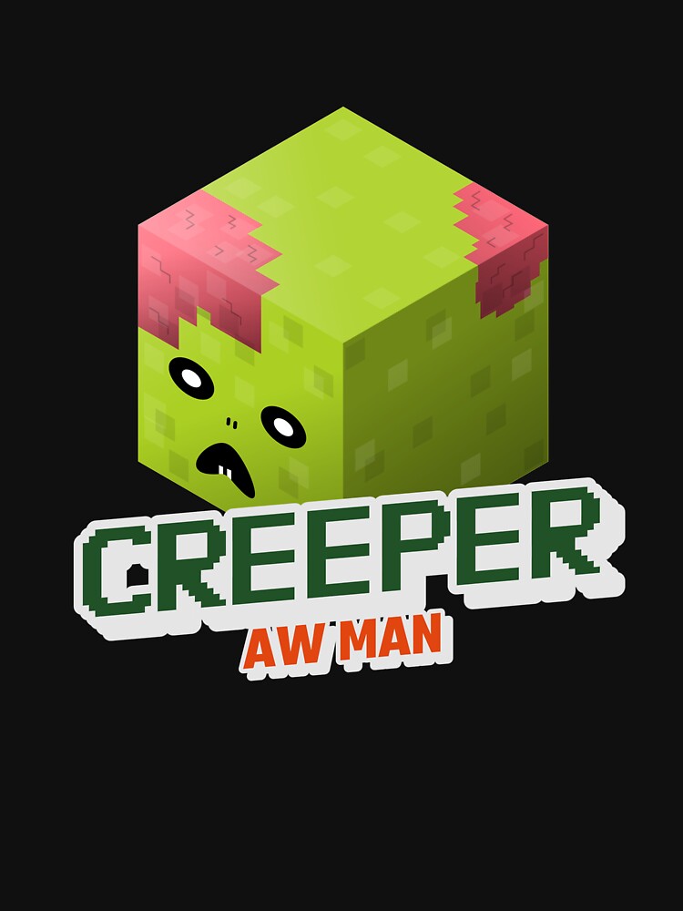 Disover Creeper Aw Man With Green Zombie Illustration Classic T-Shirt