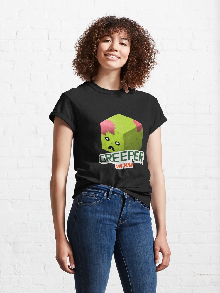Disover Creeper Aw Man With Green Zombie Illustration Classic T-Shirt