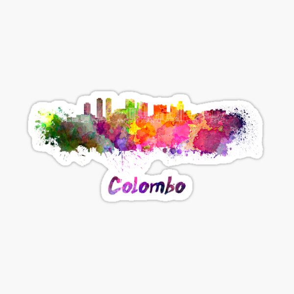 "Colombo skyline in watercolor" Sticker by paulrommer Redbubble