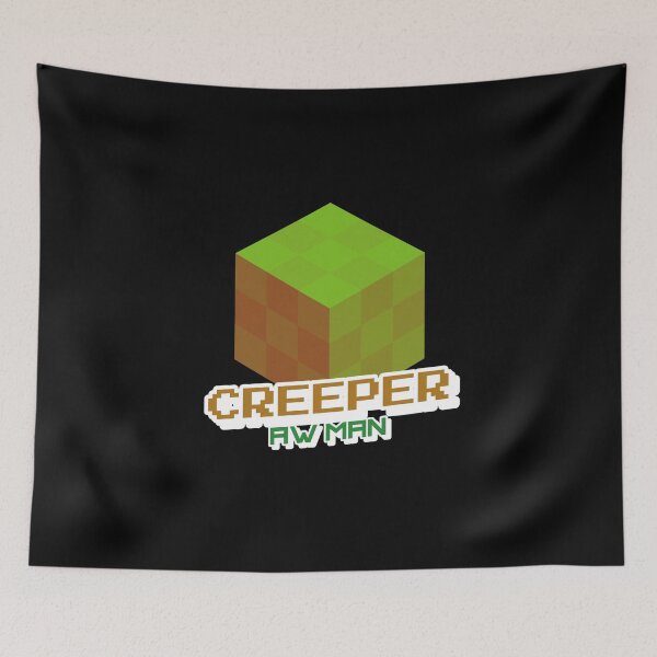 Item preview, Creeper Aw Man - with green block illustration designed and sold by SocialStreet.