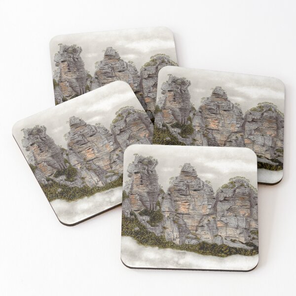 Item preview, III Three Sisters Blue Mountains Original Watercolour Pencil Drawing designed and sold by IV Designs.