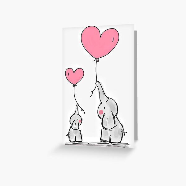 Item preview, Elephants holding heart balloons designed and sold by CaughtInAStorm.