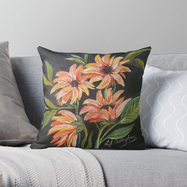 Sunburst Flowers Throw Pillow