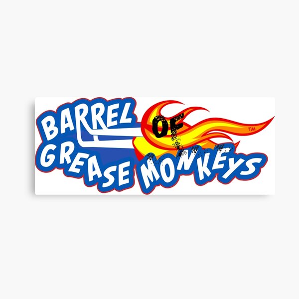 Burnt Barrel Of Grease Monkey's Logo Canvas Print