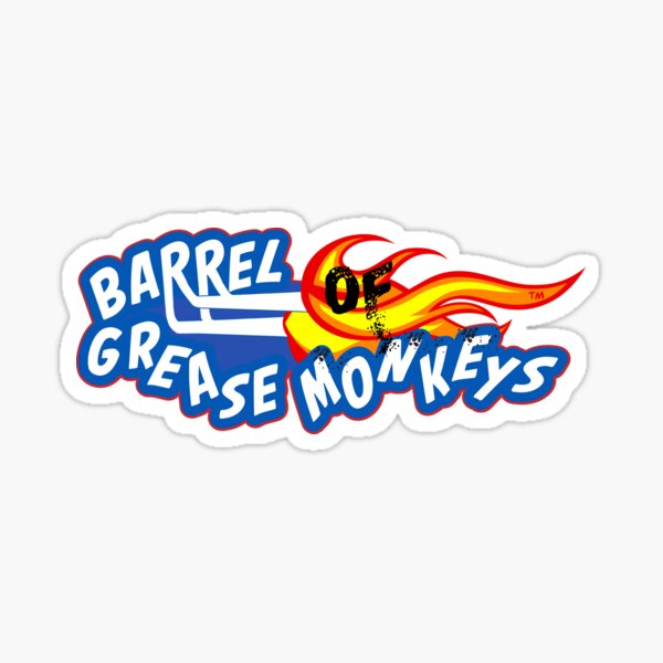 Burnt Barrel Of Grease Monkey's Logo Sticker