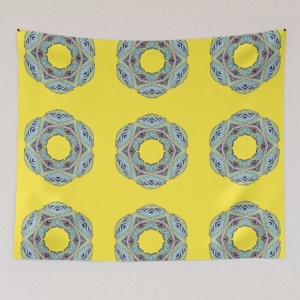 Artikelvorschau, Kaleidoscope Star Flower - Oriental Floral Yellow Blue Mandala entworfen und verkauft von gphotobox.
