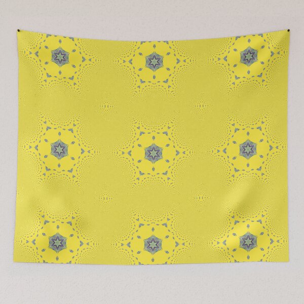 Artikelvorschau, Kaleidoscope Star Flower II - Oriental Floral Yellow Blue Mandala entworfen und verkauft von gphotobox.
