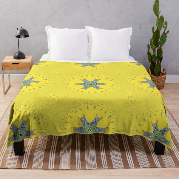 Artikelvorschau, Kaleidoscope Star Flower III - Oriental Floral Yellow Blue Mandala entworfen und verkauft von gphotobox.