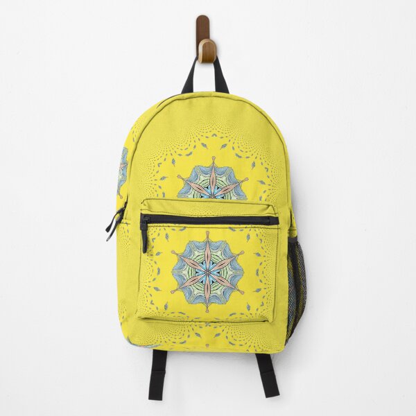 Artikelvorschau, Kaleidoscope Star Flower IV - Oriental Floral Yellow Blue Mandala entworfen und verkauft von gphotobox.