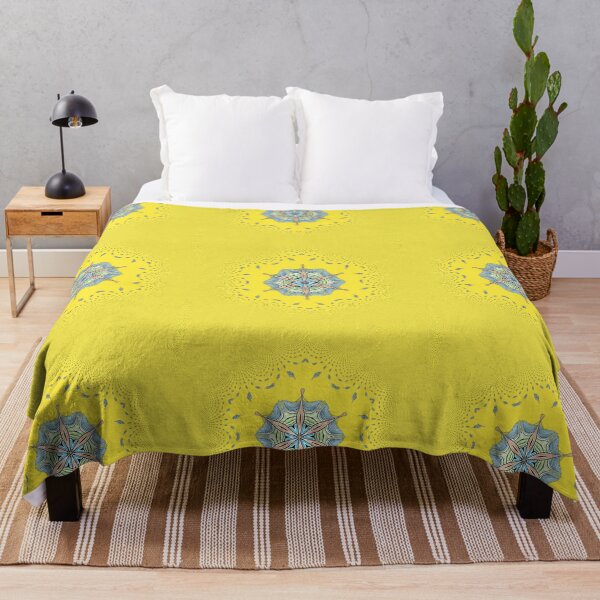 Artikelvorschau, Kaleidoscope Star Flower IV - Oriental Floral Yellow Blue Mandala entworfen und verkauft von gphotobox.