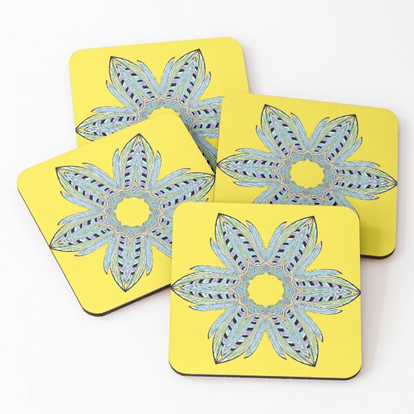 Artikelvorschau, Kaleidoscope Star Flower V - Oriental Floral Yellow Blue Mandala entworfen und verkauft von gphotobox.