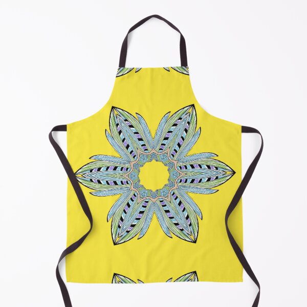 Aperçu de l'œuvre Kaleidoscope Star Flower V - Oriental Floral Yellow Blue Mandala créée et vendue par gphotobox.