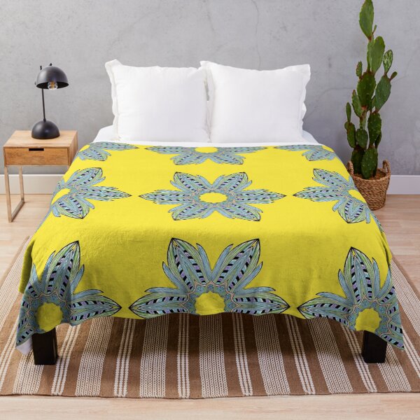 Artikelvorschau, Kaleidoscope Star Flower V - Oriental Floral Yellow Blue Mandala entworfen und verkauft von gphotobox.