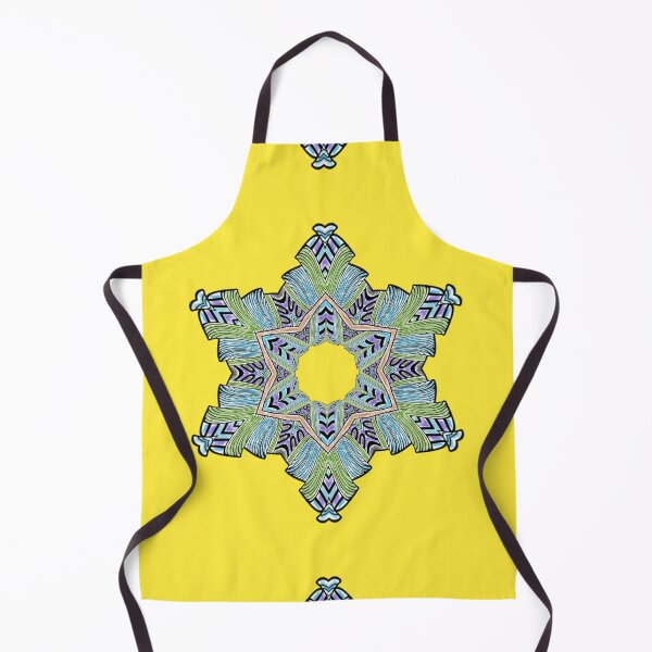 Aperçu de l'œuvre Kaleidoscope Star Flower VI - Oriental Floral Yellow Blue Mandala créée et vendue par gphotobox.