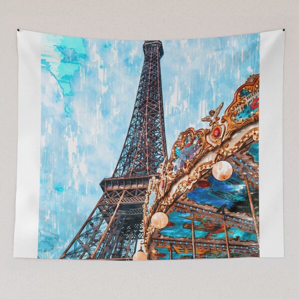 Item preview, Eiffel Tower Vintage Carousel. For Eiffel Tower & Paris Lovers. designed and sold by ColortrixArt.