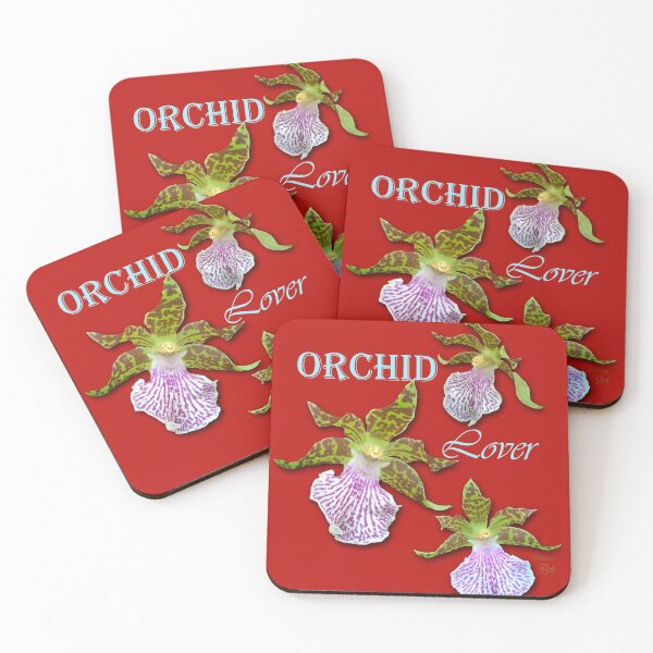 Item preview, Lover Green Purple Tiger Orchids Red Background designed and sold by SpiritGifts.
