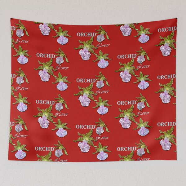 Item preview, Lover Green Purple Tiger Orchids Red Background designed and sold by SpiritGifts.