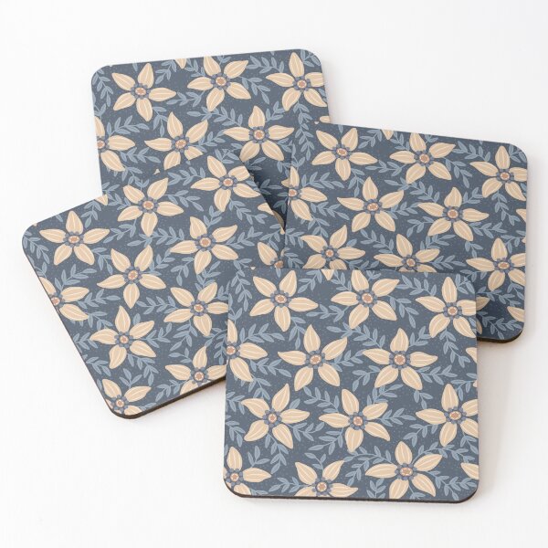 Item preview, Beige flower stars in powdery blue mist designed and sold by runcatrun.
