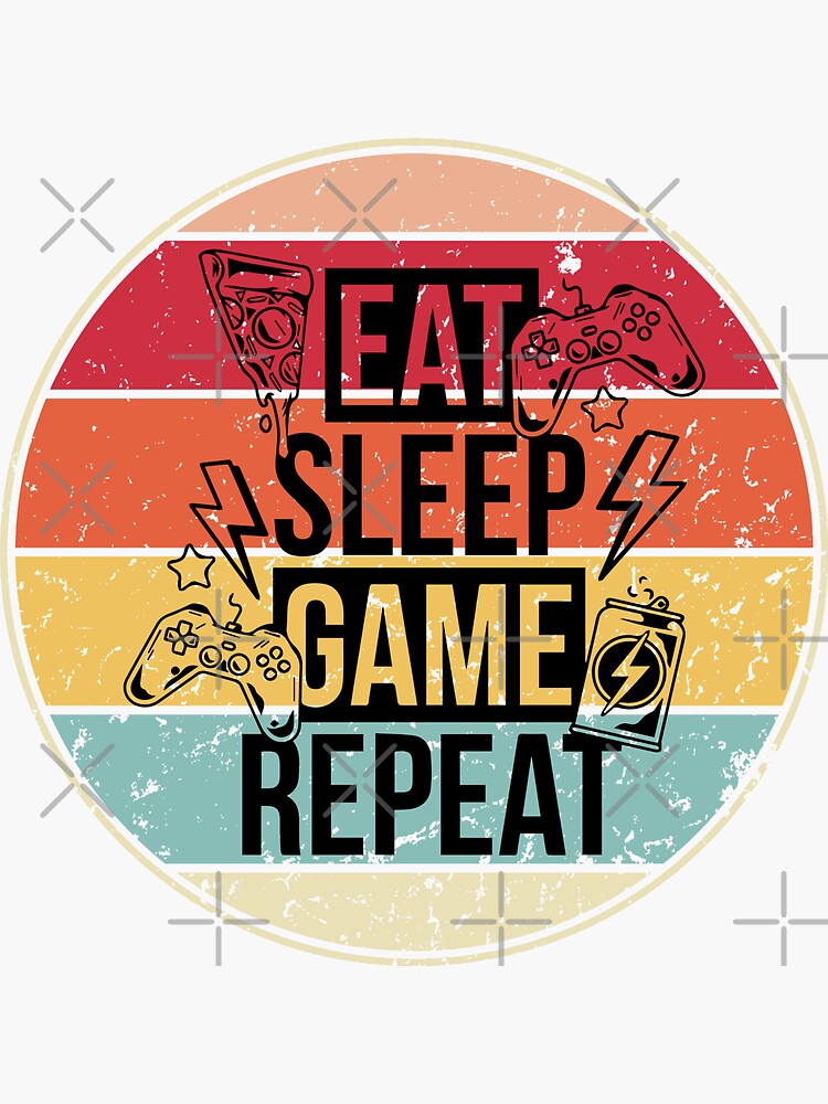 Esport Eat Sleep Game Repeat Sticker For Sale By Yacinedesig Redbubble