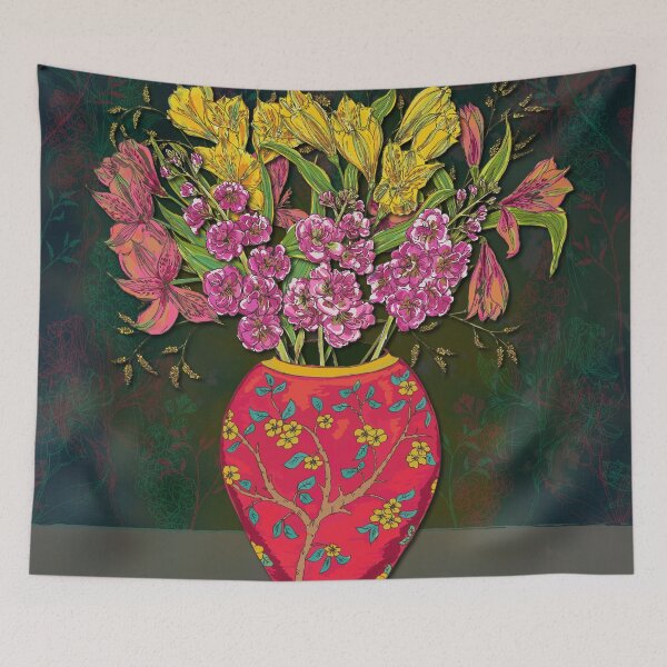 Artikelvorschau, Rote Vase mit Blumen entworfen und verkauft von lottibrown.