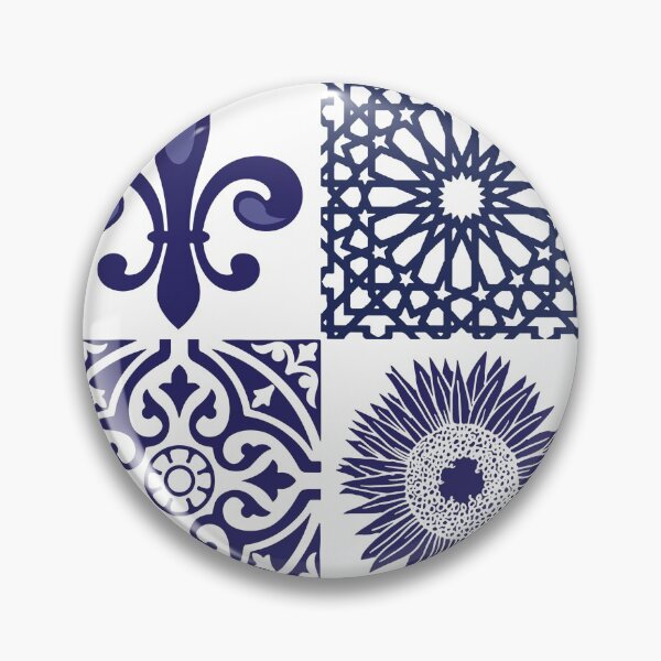 Item preview, Hamptons Navy Blue White Patchwork Tiles Pattern designed and sold by HotHibiscus.