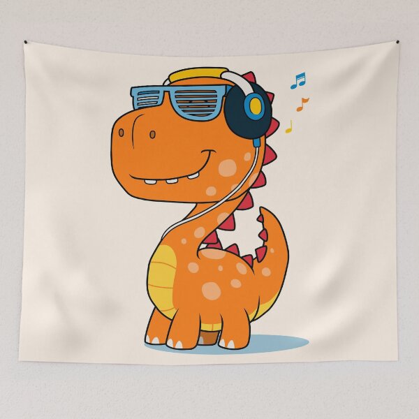 Item preview, Cool Dinosaur listening to Music designed and sold by kalud-zoldyck.