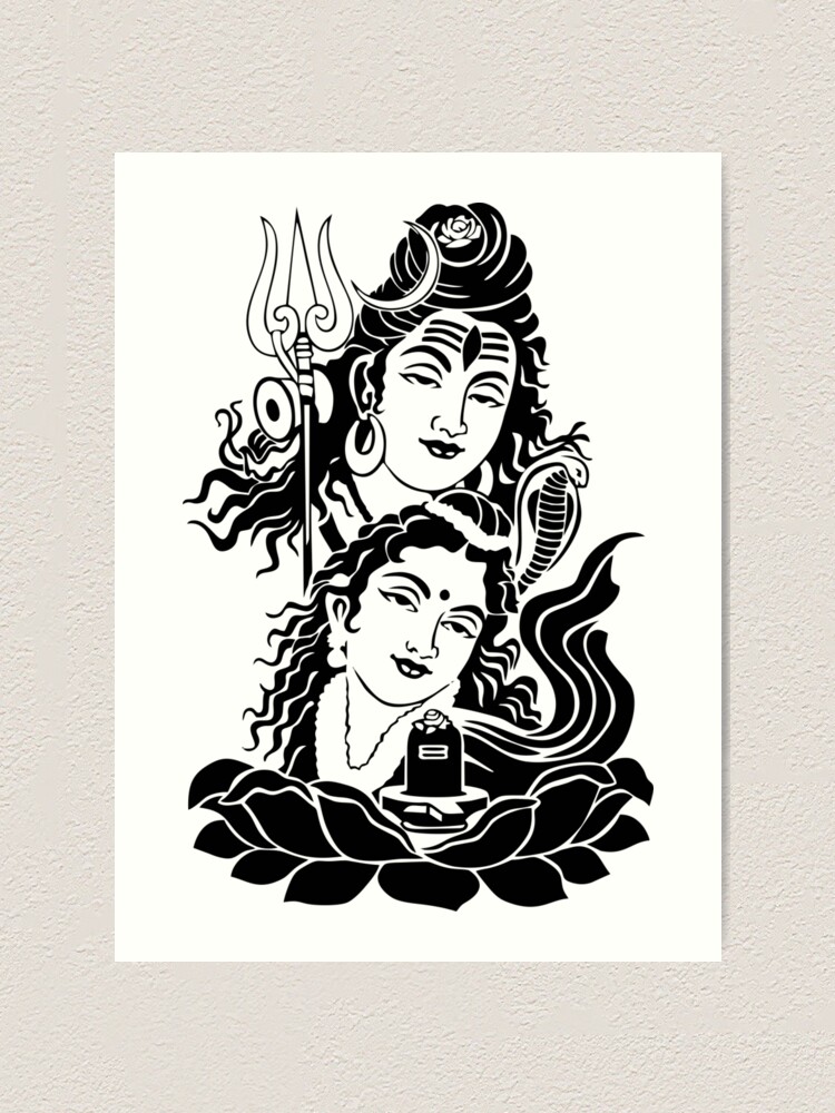 ezyPRNT Shiva Parvati Sketch Printed Wall Poster (Size: 36x24 inch) :  Amazon.in: Home & Kitchen