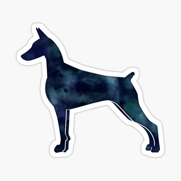 Doberman Pinscher Black Watercolor Silhouette Sticker