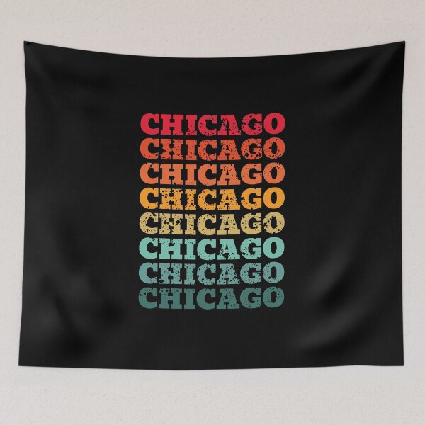 Item preview, Chicago - repeated retro vintage sunset colors with a distressed design effect designed and sold by Rhu Creations.