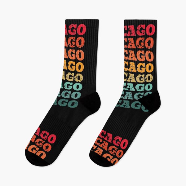 Item preview, Chicago - repeated retro vintage sunset colors with a distressed design effect designed and sold by Rhu Creations.