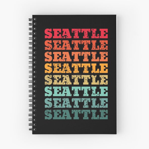 Item preview, Seattle - repeated retro vintage sunset colors with a distressed design effect designed and sold by Rhu Creations.