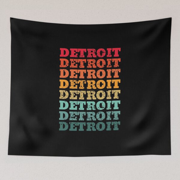 Item preview, Detroit - repeated retro vintage sunset colors with a distressed design effect designed and sold by Rhu Creations.