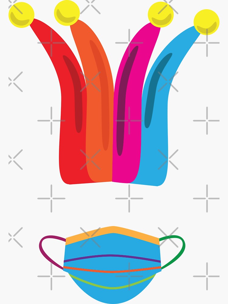 "Colorful Joker hat and surgical face mask" Sticker for Sale by sigdesign Redbubble