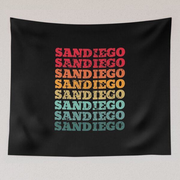 Item preview, San Diego - repeated retro vintage sunset colors with a distressed design effect designed and sold by Rhu Creations.