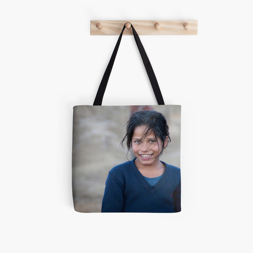 Happy Young Girl in Nepal Far West Tote Bag