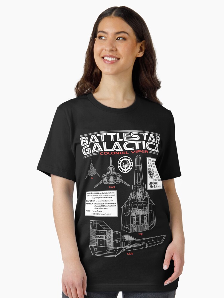 Thumbnail 2 of 7, Essential T-Shirt, BATTLESTAR GALACTICA COLONIAL VIPER designed and sold by infrablue.