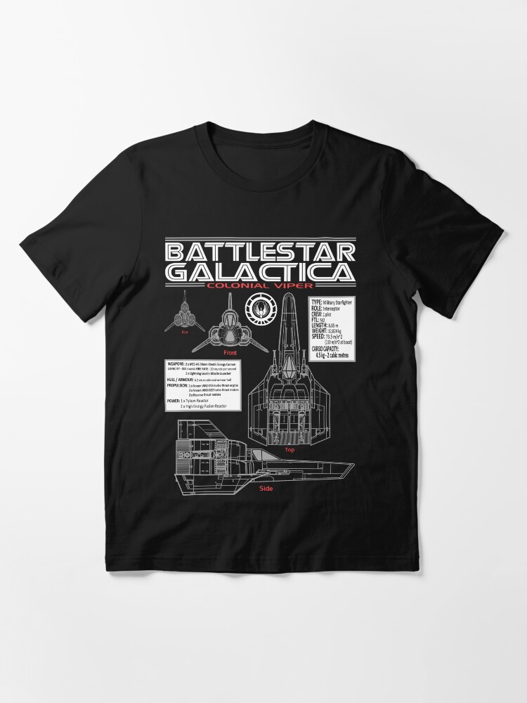 Thumbnail 3 of 7, Essential T-Shirt, BATTLESTAR GALACTICA COLONIAL VIPER designed and sold by infrablue.