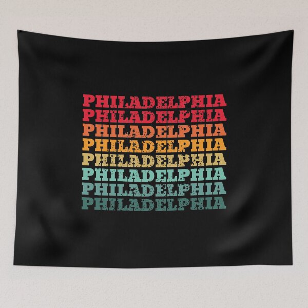Item preview, Philadelphia - repeated retro vintage sunset colors with a distressed design effect designed and sold by Rhu Creations.