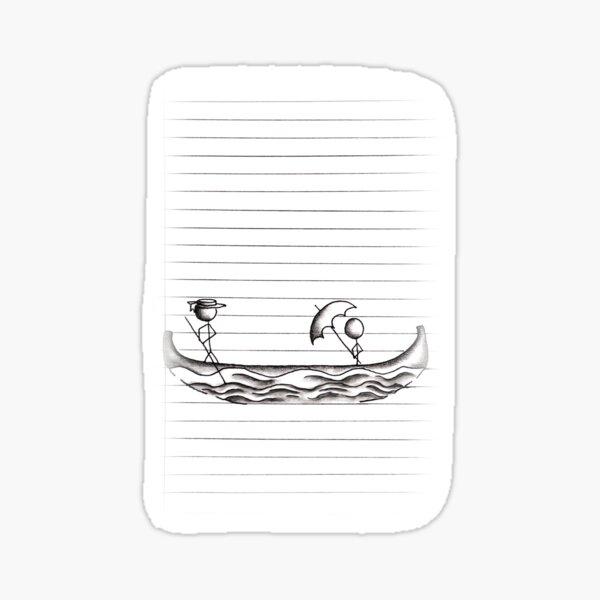 Stick Figures On Gondola Boat Sticker For Sale By Artistrybylm