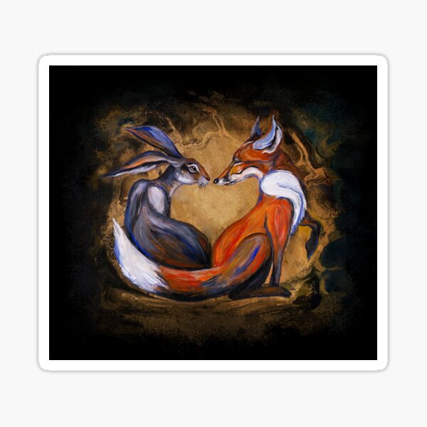Fox and hare Sticker