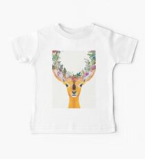 Baby Fawn Nature Floral Wreath Wildlife Boho Baby Tee