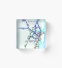Sydney City Rail Map Bloc acrylique